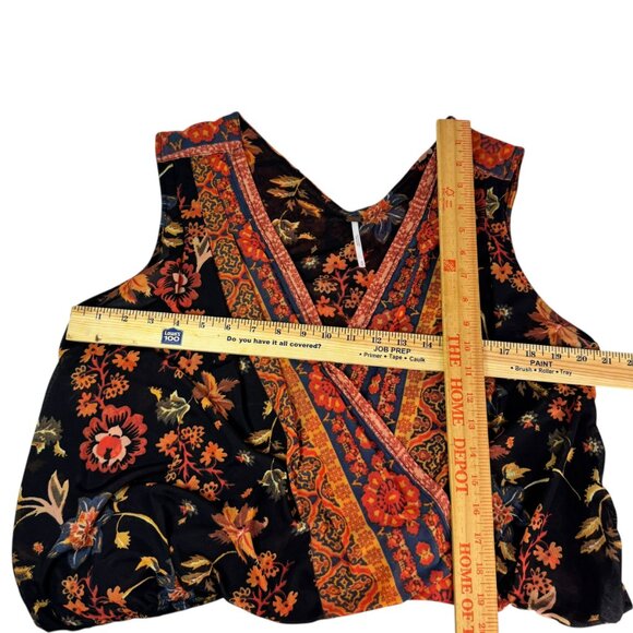 Free People Boho Floral Print Mesh Blouse Women’s Medium | Sheer Surplice V-Neck - Picture 8 of 8